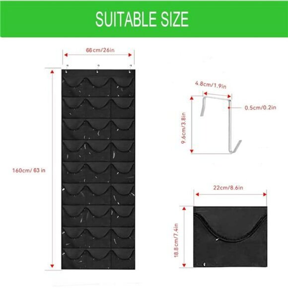 Hanging Hat Rack Organizer 27 Pocket Over Door Holder for Baseball Caps Black - Picture 3 of 8